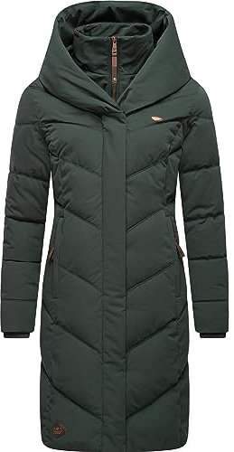 Ragwear Damen Wintermantel warmer Steppmantel lang wasserdicht mit Kapuze Natalka Intl Dark Green23 Gr. XXL