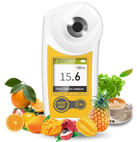 Flagfront Digitales Brix-Refraktometer, Brix-Messgerät, Refraktometer, USB-C-Ladung, automatische Temperaturkompensation, Brix-Refraktometer, Bereich 0–55 %, ± 0,1 % Präzision