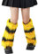 LSFYSZD Womens Faux Fur Fuzzy Leg Warmers Warm Fuzzy Rainbow Boot Sleeves Christmas Boot Covers Cuff Fluffy Rave Music (A Yellow Black, One Size)