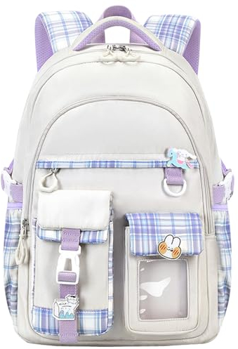 KEBEIXUAN Rucksäcke für Mädchen Kinder Kawaii Schultasche Teenager Mädchen Mittelschule Studenten Büchertasche Outdoor Daypack Teens (Beige)
