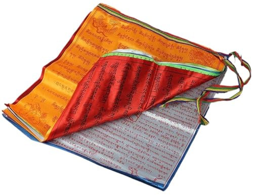 Günstige Luftschlangen,Gartenfahne, Tibetische Gebetsfahnen, Outdoor, buddhistische Meditationsfahne, tibetische Gebetsfahnen an langer Schnur – 20 Flaggen – Gesamtschnurlänge ca. 11 m, jede Flagge