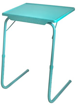 TABLE BUDDY | Adjustable multi position portable folding table mate for dining, workstation, bed trey, work, watch tv, study, outdoor and office furniture (Aqua Blue)