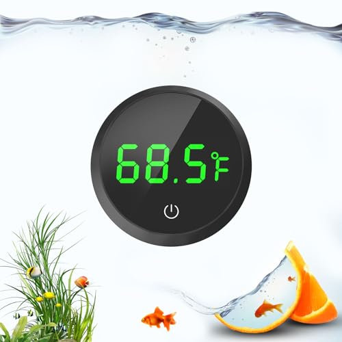 QZQ Fish Tank Thermometer Aquarium Thermometer Wireless Touch Stick LED Display ±1°F for Monitoring The Fish Tank Aquarium Temperature Accessories (Black)