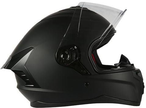 Casque de Moto Speedway - Grit - Casque intégral, idéal pour Les Hommes et Les Femmes, Notre Casque de Moto de Route est idéal pour Les Longs Voyages, Casque de Moto approuvé ECE et Dot - Noir Mat