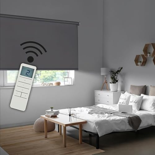 STOR PLANET | Store Électrique Intérieur Occultant Night, Isolation Thermique, Stores Motorisés pour Chambre, Cuisine, Salon, Store Automatique Fenetre et Porte | Night Gris, 140x250cm