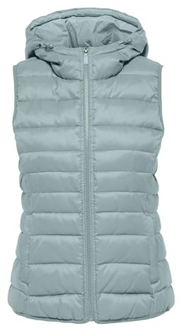 ONLY Damen Steppweste Onlnew Tahoe Damenweste mit Kapuze 15205760, Gray Mist,M