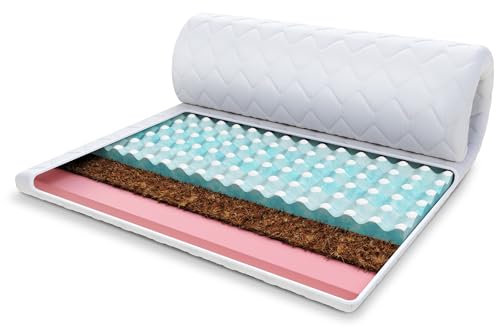 FDM Matratzentopper Malta KOKOS VISCO Matratze Topper 100x200 cm Härtegrad H2 H4 Höhe ca. 7 cm profilierter HR-Schaum Kokos Allergiker Geeignet Öko-Tex