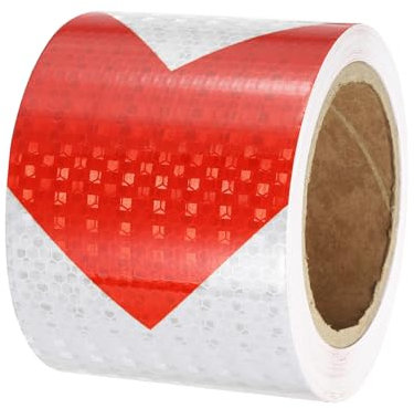 PATIKIL Ruban Réfléchissant Adhésif Flèche Rouge Blanc 1 Rouleau 10cm x 20 Mètres Ruban Adhésif Réfléchissant de Sécurité Imperméable pour Camions, Remorques, Voitures