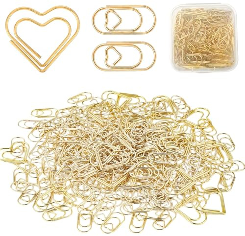 200 Stück Büroklammern Herz, 2 Stil Herz Paper Clips Set, 50 Groß Gold Büroklammer, 150 Metall Kleine Büroklammern, Herzförmige Büroklammern für Dekorative Hochzeiten Postkarten Schule Büro Vorräte
