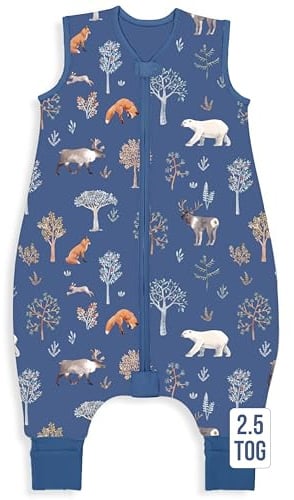 Organic Cotton Toddler Sleeping Bag with Legs 2.5 TOG Sleep Sack 1-Pack | Soft Winter-Weight, GOTS & OEKO-TEX Certified Organic Cotton Layers with Premium Polyester Fill, 4-5 Y by Mama Cheetah