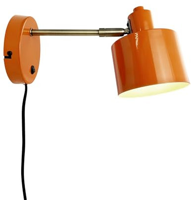 Dyberg Larsen Ocean Orange Wandleuchte Innen | Modische Lampe für neben dem Bett oder Wohnzimmer | Leichte Wandlampe Innen im Dänischen Design | Moderne Wandleuchten mit Kabel | E14/40W