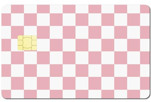 CREATCABIN 4 Stück Kreditkarten/Debitkartenaufkleber Rosa Schachbrettmuster Personalisiertes Kartendekor Wasserdicht Bankkarten Schutz RFID Blockierender Aufkleber Für Kreditkarteninhaber 5.4x8.6cm