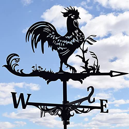 SaryEdge Wetterfahne, Weißkopfseeadler-Dächer, Eisen-Kunst-Dekor, mit Rostschutzbeschichtung, kreative Tier-Windfahne für Außenhöfe, Rasen, Gärten, Hinterhöfe, Schuppen, Ornament, Hahn(