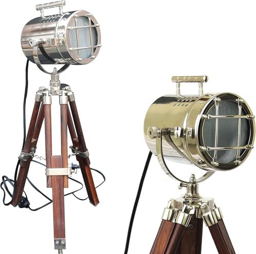 Gulvintilabcal Antique Mini Searchlight Tripod Desk Lamp LED Table Lamp Spotlight Home Decor