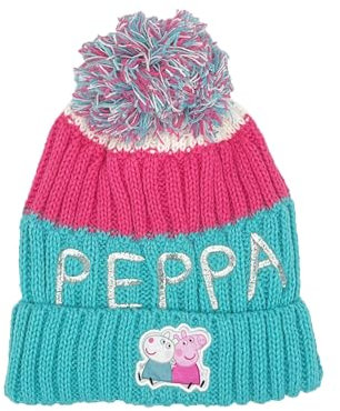 Peppa Pig Peppa Wutz Pig Mütze Kinder | Bommelmütze | kleine Geschenke für Mädchen | Beanie Strickmütze | Winter | Wintermütze (DE/NL/SE/PL, Numerisch, 54, Mehrfarbig)