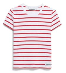ARMEDANGELS Damen RIPP-T-Shirt aus Bio-Baumwoll Mix KARDAA Stripes Slim Fit White-Coral Blush