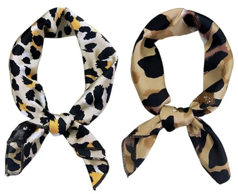 2 Pieces of Leopard Print Scarf, Retro and Fashionable, Soft and Comfortable, Multi-functional Small Square Scarf, Women's Clothing Decoration