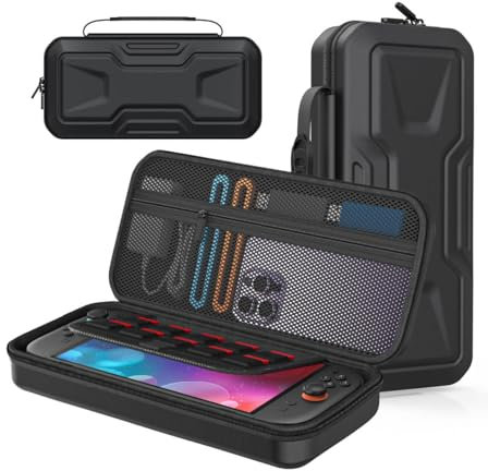FYOUNG Carrying Case for Nintendo Switch 2(2025), Hard Shell Portable Travel Carry Handbag Full Protective Case with Card Slots, Fix Strap for Nintendo Switch 2-Black