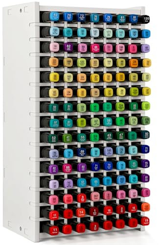 VexNook Improved Marker Organiser and Pen Shelf for 120 Markers - Wooden Pens Storage, Modular Pen Holder - Stronger and Stable - Desk Organiser for Pens, Copic&Ohuhu Markers