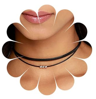 Inateannal Collier Ras Du Cou Boho En Daim Superposé Collier Cordon En Cuir Noir Chaîne Collier Gothique Collier Court En Daim Perlé Bijoux Pour Femmes