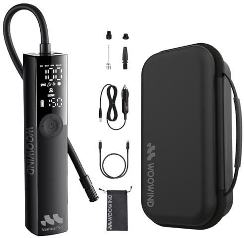 Woowind Compresseur à Air Portatif, Gonfleur de Pneu Premium, 2X Plus Rapide, 150PSI/10,3 BAR Pompe à Air pour Pneus de Voiture avec Câble 12V pour SUV & Tout-Terrain, Arrêt Automatique
