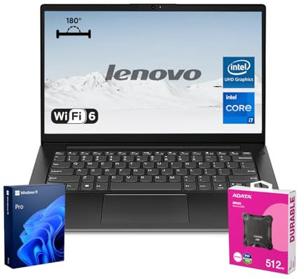 Lenovo V14 Gen 4 Business Laptop, 14 FHD Anti-Glare, 13th Intel 10-Core i7 Processor, 40GB RAM, 1TB SSD, Webcam with Privacy Shutter, Wi-Fi 6, Win 11 Pro, Black, Bundle with ADATA 512GB External SSD