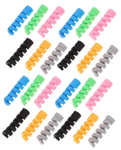 SHINEOFI 30Pcs Silicone Cable Protectors Flexible Charger Cable Cover for Data Cable Protection Prevents Bending and Breaking Grey