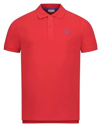 U.S. Polo Assn. Herren Poloshirt (S-3XL) Basic Kurzarm Pique Polohemd P001 - Rot-Royal Größe XXL - Gr. 2XL