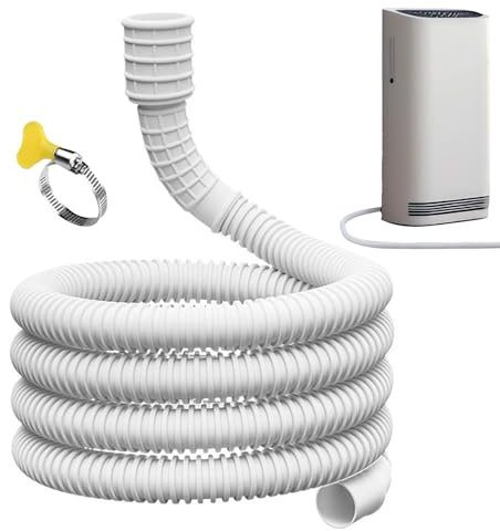 Dehumidifier Drain Hose, Air Conditioner Drain Hose Extension, Flexible Drain Hose with Cuttable Rubber Adapter & Connect Clamp, Replacement Hose for Air Conditioner, Dehumidifier, Garden Faucet