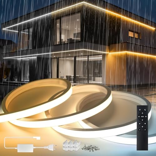 SUCIKORIO 2m Neon LED Streifen 230V Dimmbar Silikon Außen Wasserdicht IP65