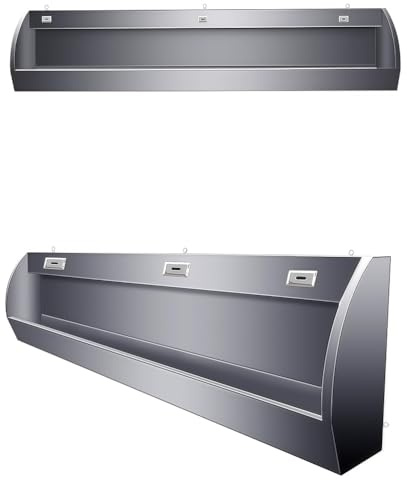 TAUIANE Wandmontiertes Herren-Urinal Mit SpüLung, Urinalrinne Aus Edelstahl 304 Mit Abflussrohr, Gewerbliches Urinal FüR Erwachsene, GroßE AußEntoilette FüR Schulen/BAU,A,150 * 30 * 60cm