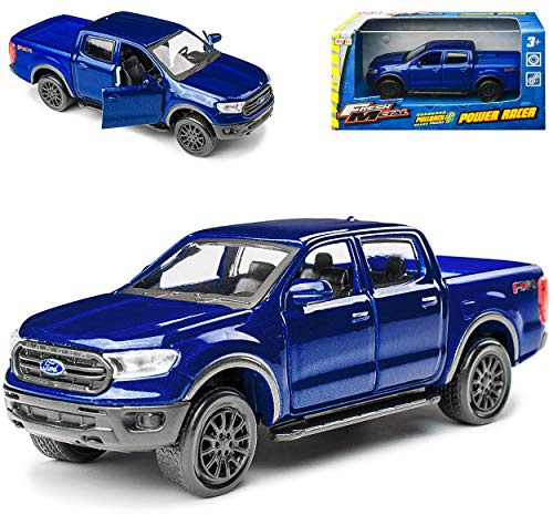 alles-meine.de GmbH Ford Ranger Pick-Up Blau 3. Generation Ab 2015 mit Rückzugsmotor ca 1/43 Modell Auto mit individiuellem Wunschkennzeichen
