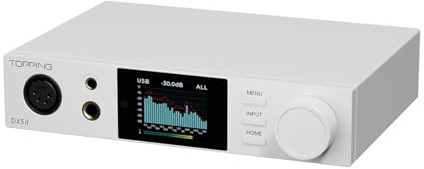 Topping DX5 II DAC Kopfhörerverstärker mit Bluetooth 5.1, DAC-Chip ES9039Q2M, X-Hybrid-Verstärkung, 10-Band-Equalizer und symmetrische Ausgänge, XMOS-USB, hohe Auflösung, RC, Weiß