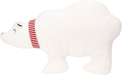 Koopman International b.v Kissen Deko Bär Braunbär Eisbär Weiß Polyester Zierkissen Weihnachten Kinderzimmer Geschenk 60cm Lang, Modell:Bär Weiß
