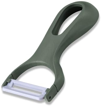 Fackelmann Keramikschäler – 13,5 cm, Ergonomischer Griff, extra scharfe Klinge, für Gemüse, Made in Germany, spülmaschinengeeignet, Grau