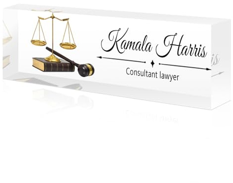 Placa de nombre personalizada para escritorio de oficina | placas de acrílico, regalo agradecimiento para jueces, abogados, notarios, asesores jurídicos, árbitros, cumpleaños