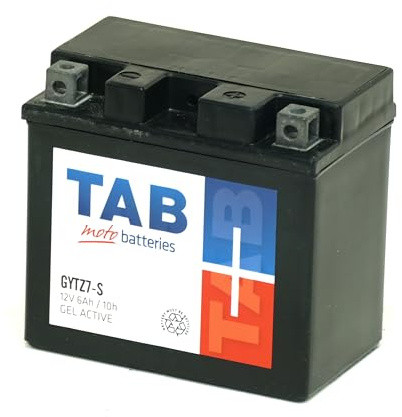 Tab Batería GEL GYTZ7S Moto 12V 6Ah 130A, VRLA Libre de Mantenimiento, 113x70x105mm