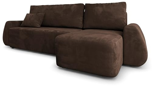 Masseno Ecksofa GALVIS M mit Schlaffunktion L-Form, Modern Sofa mit Bettkasten, Wohnzimmersofa, Couch, Soffa, Bettsofa, Couchgarnitur - Braun, Monolith 29