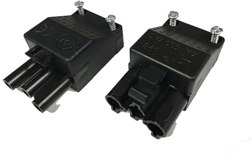 Steckverbindung (Stecker und Gegenstück/Anschluß) für steckbare Gebäudeinstallation, StuBu-3P-SW, 3-polig, unmontiert, inkl. Zugentlastung und Verriegelung