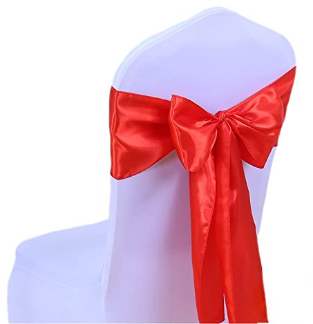 SINSSOWL 25PC Rubans en Satin Housse de Chaise Noeud Rubans nœuds de Mariage décoration de Ceremonie Fête événement Anniversaire 17 x 275cm 20 Colours-Rouge