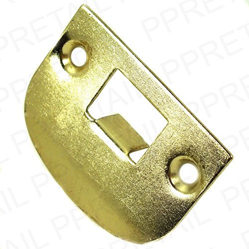 White Hinge Brass Plated D Shaped Striker Keep Plate for Mortice Door Latch | 55mm x 45mm