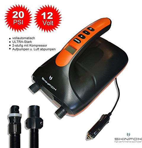 SKINFOX SUPER Electric AIR Pump 0,5 bis 20 PSI SUP Paddelboard Pumpe aufblasbares Boot 2-stufig mit