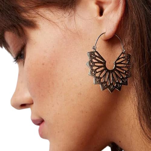 Gezackte Tribal Boho Ringe Seitliche Ohrringe Creolen