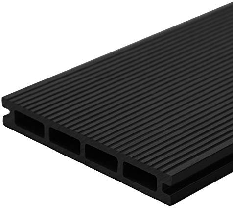 HORI WPC-Terrassendiele Komplettset Hohlkammer Komplettbausatz Terrassenplatten Premium Terrassenboden Garten I Fläche: 52 m² I 5,20 m Dielenlänge I Anthrazit