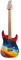EART 6- saitige Solid-Body-E-Gitarre, Dual Pickups, Tremolo-System, rechts, Regenbogenfarben, Griffbrett aus geröstetem Ahorn