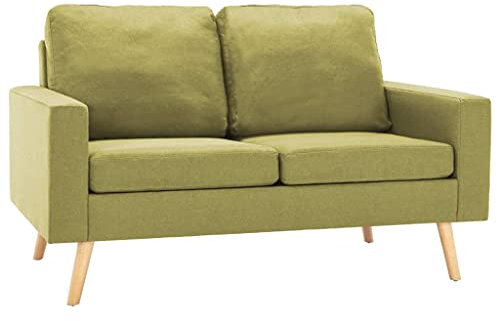 vidaXL Sofa 2-Sitzer Zweisitzer Loungesofa Stoffsofa Polstersofa Sitzmöbel Polstermöbel Designsofa Wohnzimmersofa Grün Stoff Holzrahmen