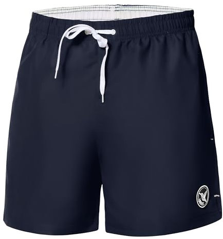 Ladeheid Bañador Hombre Short Deportivo de Baño con Forro Interior de Malla, Secado Rápido, Cintura con Cordón y Bolsillos, Cómodo para Playa, Piscina o Gimnasio LA40-198 (Azul Marino/Azul, XXL)
