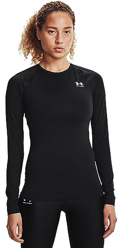Under Armour Women's HeatGear Compression Long-Sleeve T-Shirt, Black (001)/White, X-Large