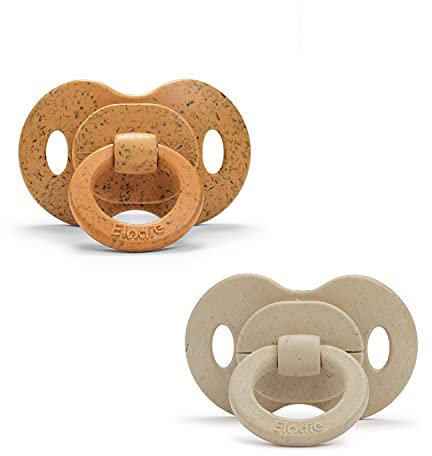 Elodie Details Baby Schnuller 2er Pack, aus Bambus, Größe ab 3 Monaten - Kiefergerechte Form - BPA-freies Silikon - Gold/Pure Khaki
