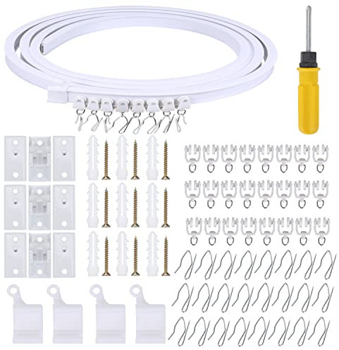 FOGAWA 5 Meter Flexible Biegbare Decken-Vorhangschiene Gardinenschiene gebogene Deckenschiene Deckenhalterung mit Schienenvorhangsystem für Vorhangschiene Fenster Raumteiler Wohnmobil